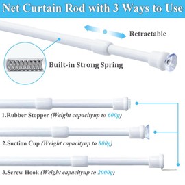 Pack of 2 Small Extendable Clamping Rods, Tension Rod, No Drilling, Curtains Clamping Rod, Clamping Curtain Rods for Kitchen, Cabinet, DIY Projects (30-50 cm, Φ7.6 & 9.6 mm)