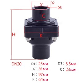 Swing Check Valve Non-Return Check Valve PVC Double Union Solvent Weld Pipe Fittings for Metric Pressure Pipe (DN20 Φ25mm)