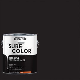 Rust-Oleum 380216 Black Sure Color Interior Paint + Primer, Flat, 1 Gal