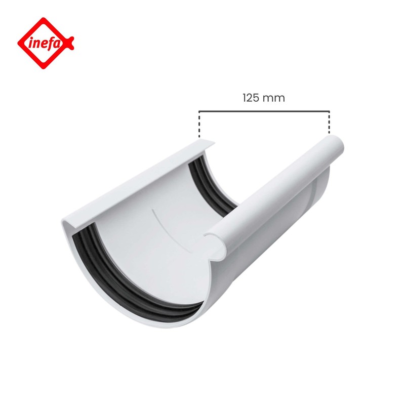 INEFA Gutter Connector Semicircular PVC NW125 / 125 mm White
