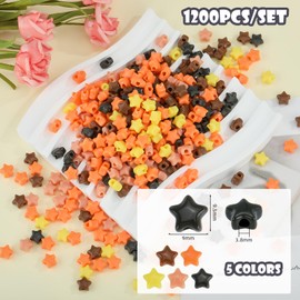 LEGENTLISUR 1200Pcs Star Pony Beads Bulk 5 Styles Acrylic Mixed Large Hole Kandi Beads for Bracelets Necklaces Hair Braids DIY Jewelry Making