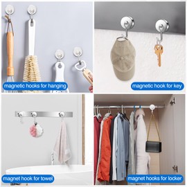 LOVIMAG Strong Magnetic Hoooks, 110LBS Swivel Earth Magnet Hooks Metal Magnetic Hooks for Hanging, Super Powerful Neodymium Magnets with Hooks Perfect for Cruise Cabins,Tool Room,Garage,Grill-12 Pack