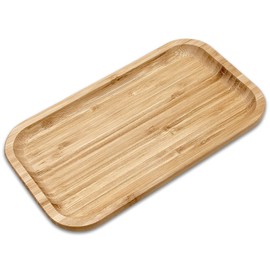 Bam&Boo Bamboo Serving Tray Natural Minimalist Rectangular (9.7” x 5.4" x 0.8") Coffee, Tea, Food, Drinks, Storage, Decor for Home, Kitchen, Bathroom