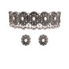 I Jewels Oxidised Silver Plated Afghani Choker Necklace Jewellery Set