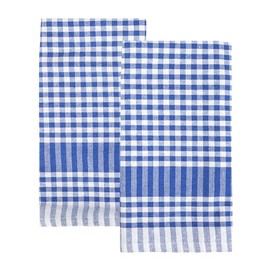 Talking Tables 2 x Blue Gingham Kitchen Tea Towels Table Linen Fabric Dish Cloths Large Checkered Cloth Napkins Absorbent Durable Soft Cotton Quick Drying, ECO Packaging 45cm x 70cm