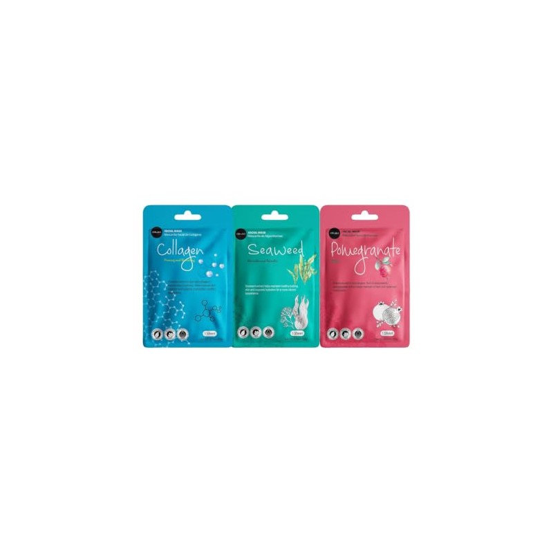 Celavi Collagen Facial Face Mask (12-Sheets) Classic Korean Skincare Lighten,