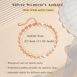 Cangall Silver Anklet for Women, Infinity Anklet Bracelet, Flexible, Adjustable, Summer, Barefoot, Beach, Silver Anklet on Ankle, Filigree Design, Beach Foot Jewellery, Gift for Women/Mum