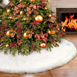 Kitchnexus Deluxe White Plush Christmas Tree Skirt Christmas Tree Skirt Christmas Decoration Xmas Decoration Gift Shop Window Prop