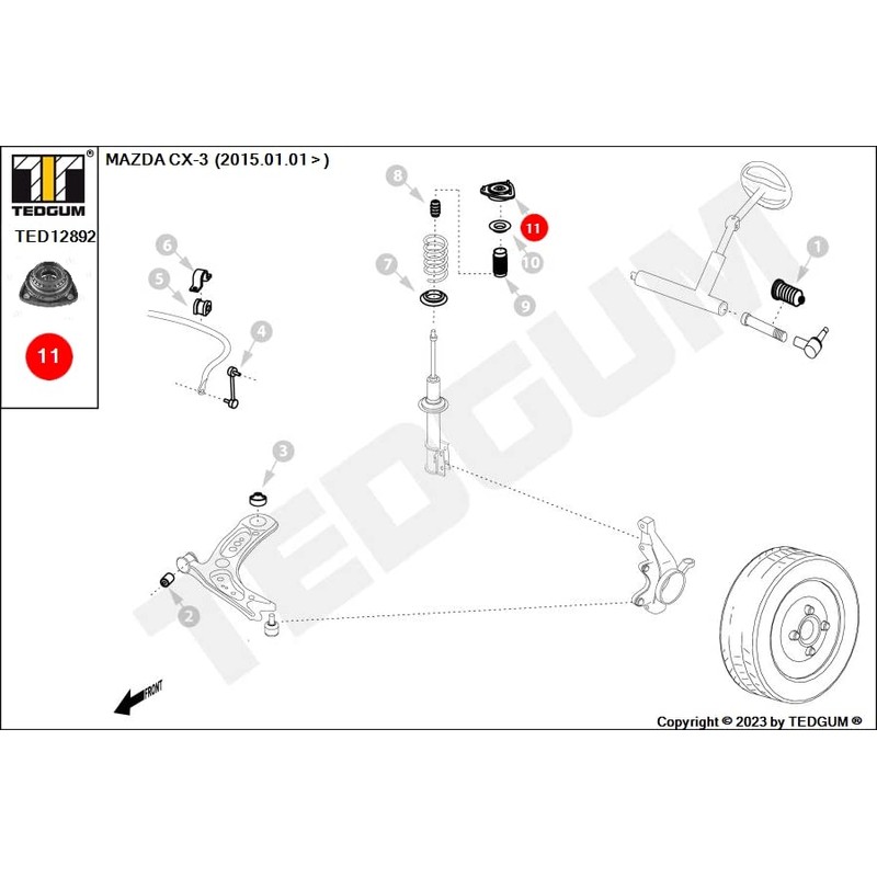 TEDGUM TED12892 SHOCK ABSORBER BRACKET FRONT UPPER LEFT/RIGHT (SET WITH