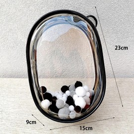 seimeinoki Plush Pouch, 7.9 inches (20 cm), Transparent Bag, Large Plush Storage Bag, Doll Storage, Pain Bag, Clear Pouch, Push Out Goods, Pouch, Outing, Showing Bag, Pom Pom Ball and Key Holder, Long