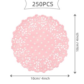 250 Pcs Colored Paper Doilies with dots, 4.5 Inch Round Lace Paper doilies, Assorted Colors Paper Doilies for Tables, Crafts, Wedding Party and Tableware Decoration (Pink)
