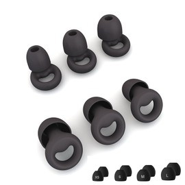 Ear Plugs for Noise Reduction, Reusable Earplugs for Sleeping, Soft Silicone Hearing Protection Earplugs for Work, Travel, Focus, Noise Sensitivity, Sleep Snoring, 8 Ear Tips in XS/S/M/L (Black)