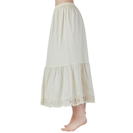 BEAUTELICATE Half Slip Skirt Extender 100% Cotton Vintage Underskirt with Lace Embroidery