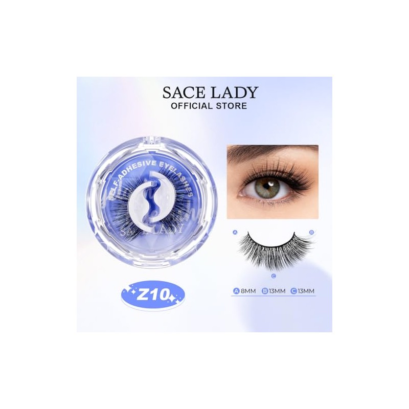 SACE LADY Pestañas Postizas AutoadhesivasSin PegamentoAplicación en 3 SegundosReutilizablesFáciles para