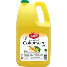 Haddar Pure Cottonseed Oil 96oz | Easy Pour Bottle with Handle, No Cholesterol or Preservatives, Perfect for Frying