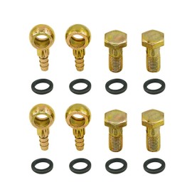Banjo Bolt M12x1.5 10mm Banjo Bolt Hose Barb Fittings Brake Line Fitting Adapter with Copper Washers for Motorcycle Car (Set of 4)