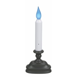 Xodus Innovations FR1310A Battery Operated 8.5 inch Flameless First Responder Window Candle with Dusk to Dawn Light Sensor and Selectable Blue or White LED Flame Color, Aged Bronze/Black