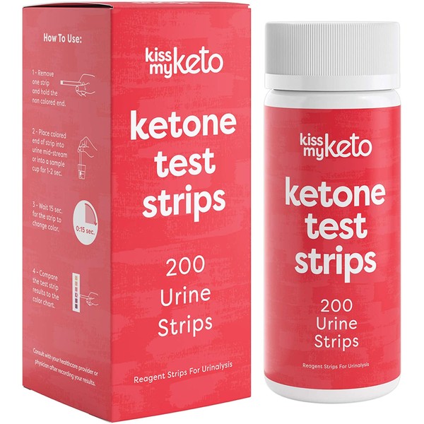 Kiss My Keto Strips â 200 Ketosis Test Strips for Low Carb Diets | Extra Long, Medical Grade Keto Urine Testing Strips | Keto Sticks for Ketone Urinalysis â Accurately Measure & Monitor Ketone Levels