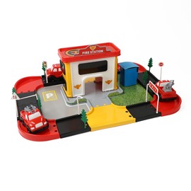DIVCHI Fire Station Playsets Drivers Car Playset Includes Fire Toy Car, Vehicle for Kids, 3+ Years