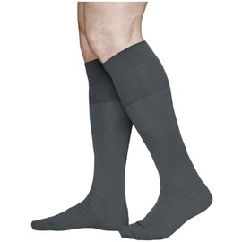 vitsocks Men's Knee Socks 100% Cotton Long Socks (Pack of 2) Thin Breathable Soft, Grey (2 Pairs)