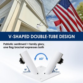 Vornalex Double Flag Pole Holder, Flag Pole mounting Bracket, 316 Stainless Steel Heavy Duty Concrete Flag Pole Mount for House, Yard, Porch(1 inch)