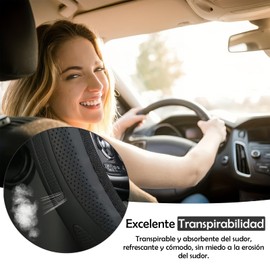 NQAXZIB Funda Universal para Volante de Auto,Cubre Volante para Auto Antideslizante y Transpirable,Elástica y Fácil de Instalar, Apta para Volantes Redondos de 38 cm de Diámetro (Gofrado 03)