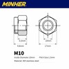 MINHER M10-1.5 Nylon Insert Locknuts,304 Stainless Steel Lock Nuts, Metric