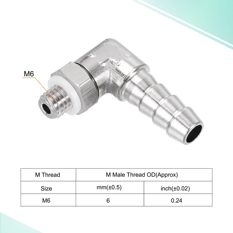 TA-VIGOR 2Pcs Nickel-Plated Copper Hose Barb Fitting Elbow 6mm Barbed