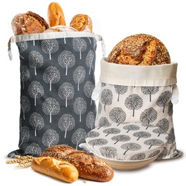 Sourdough Bread Bags & Proofing Bowl Covers, 2 Pack Reusable Beeswax Bread Bag with Cotton Sourdough Bowl Cover, Bread Bags for Homemade Bread to Keep Fresh Longer