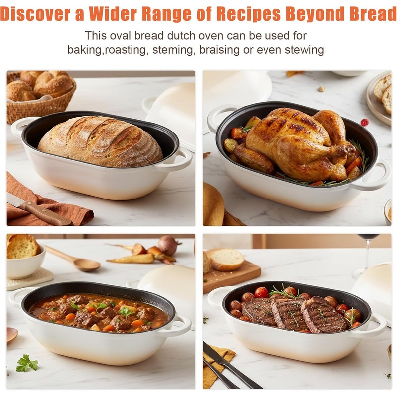 NSIRONS Enameled Cast Iron Sourdough Bread Oven, 2.5 QT Loaf