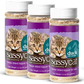 Herbsmith Sassy Cat Kibble Seasoning – Freeze Dried Duck – Cat Food Topper for Picky Eaters – Duck [Bundle x3]