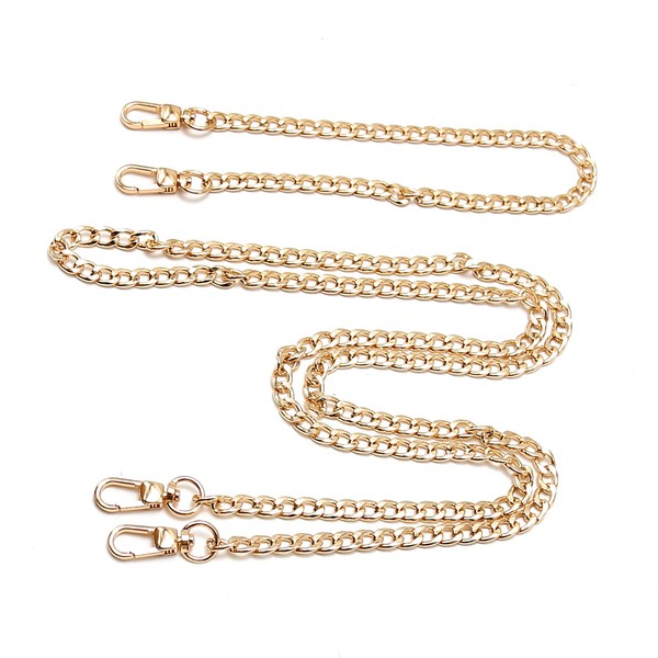 Zreneyfex 2 Pcs Golden Flat Chain Strap, 40 cm/120 cm