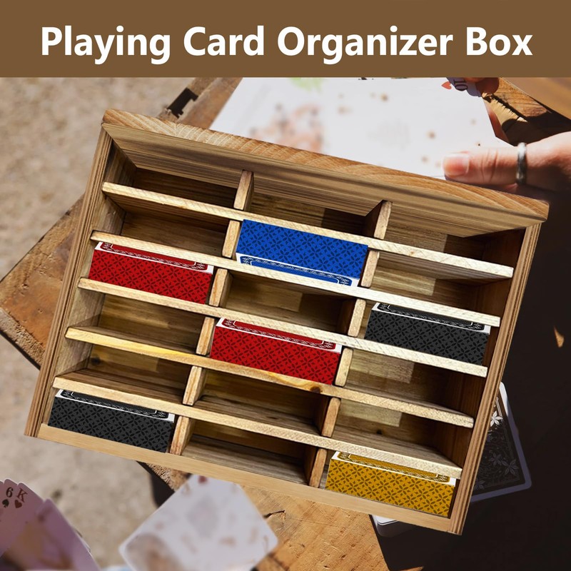 Amcortn Card Display Shelf - Wooden Playing Card Display Card
