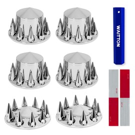 32/33mm Semi Truck Lug Nut Covers Wheel Covers Kit with 2 Front & 4 Rear, ABS Chrome Plastic Thread-On Lug Nut Covers with Installation Tool, Removable Hub Caps Kit for Semi Truck Trailer