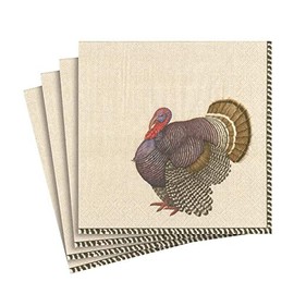 Caspari Turkey Thomas T. Byrd Paper Luncheon Napkins, Four Packs of 20