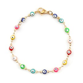 Pulsera Tobillera Ojo Turco Contra Mal De Ojo de protección Acero Inoxidable para dama Regaloelegante para mujer adolescente cumpleaños graduación esposa mamá novia amiga