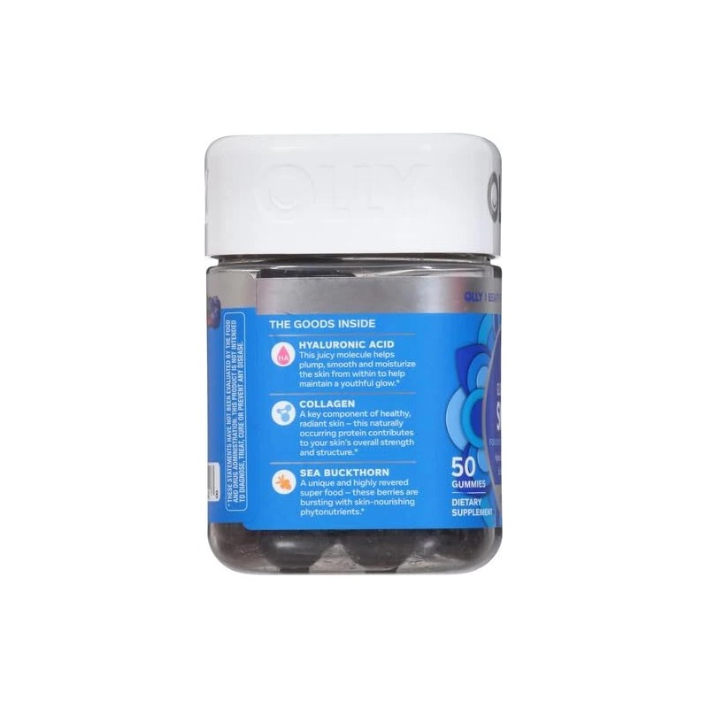OLLY Glowing Skin Gummies 50 Count with Hyaluronic Acid Collagen