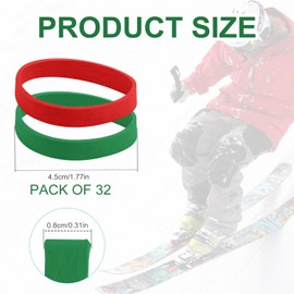 lasuroa 32 pcs Ski Brake Retainers, Ski Straps Snowboard Binding Bands Retainers Brake Rubber Band for Winter Outdoor Sports Ski Ankle Tuning Kit Accessory(Red and Green)