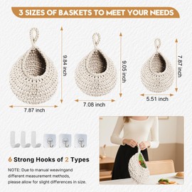 Small Hanging Wall Basket - Rustic Style Wall Hanging Storage Basket - for Kitchen, Bathroom, Living Room - Organize Your Space with Ease(Off white).