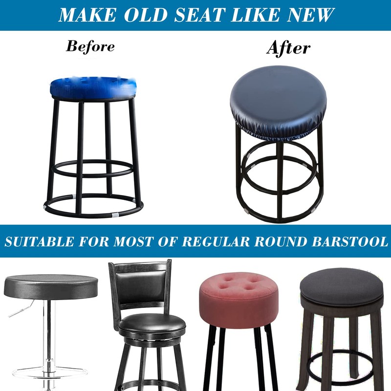 HFCNMY Stool Covers, 4Pcs Waterproof Stretch PU Round Bar Stool
