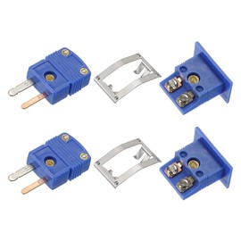 MECCANIXITY Mini T Type Thermocouple Wire Connectors Male Plug with Panel Mount Mini Socket 220°C(428°F) for Thermocouple Sensor 2 Set
