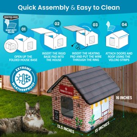 Heated Cat House for Outside - Heated Outdoor Cat House Weatherproof - Cat Houses for Outdoor Cats - Outdoor Heated Cat House - Heated Cat Houses for Outdoor Cats - Waterproof Outdoor Cat Shelter