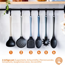 Masterchef Kitchen Utensils, Kitchen Utensils, Cooking Utensils Including Cooking Spoon Set, Baking Utensils, Non-Stick Coating, Scratch-Resistant and Heat Resistant Cookware, Blue