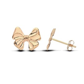 9ct Yellow Gold Bow Stud Earrings - UK Made