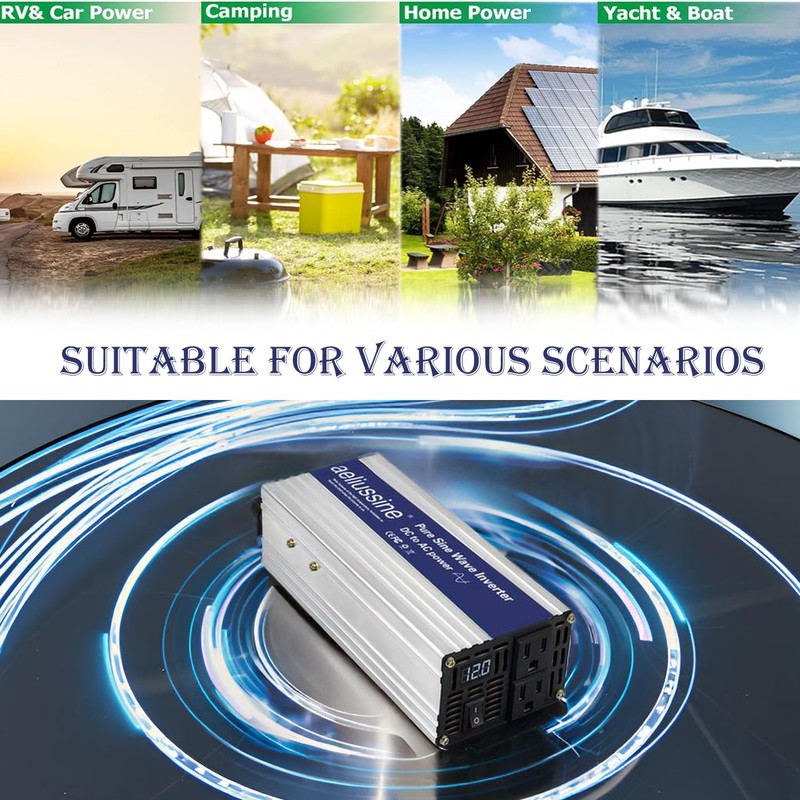 1000W Pure Sine Wave Inverter-36V DC to 110V 120V AC