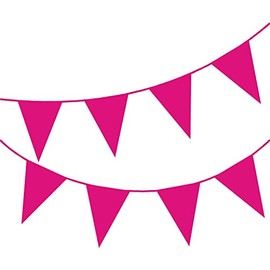 Happium 10m / 32 ft Solid Colour Bunting Flags Banner Pennant Party Decoration Garland (Hot Pink)