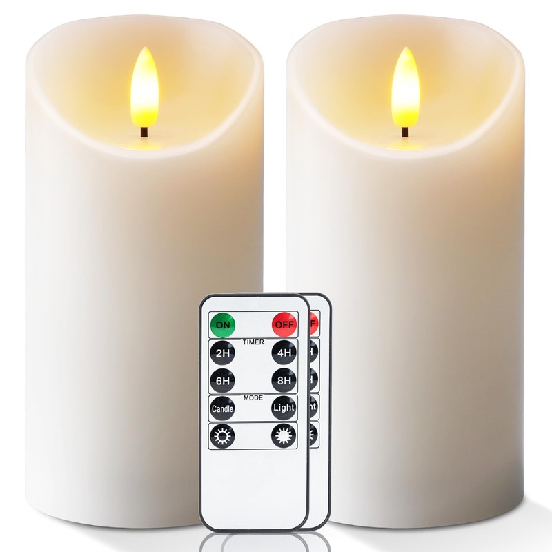 5plots 6" x 3" Flickering Flameless Candles - Battery Operated