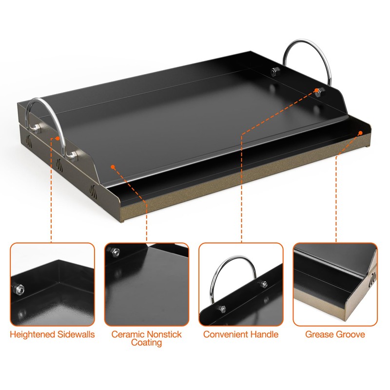 Onlyfire Universal BBQ Griddle with Handles for Most Grills, Ceramic