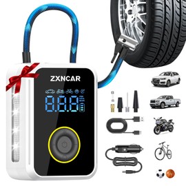 ZXNcar 4X Fast Inflation Smart Tire Inflator Portable Air Compressor,Cordless Rechargeable Battery and 12V DC 200PSI Auto air Pump for Car tires Bicycles Motorcycles Balls with Pressure Gauge