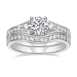 Mameloly 0.8ct Wedding Band for Women Round Bridal Ring Sets Cubic Zirconia Engagement Promise Rings for Her Size 4.5